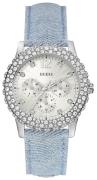 Guess Dameklokke W0336L7 Dazzler Sølvfarget/Lær Ø39 mm