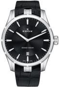 Edox Herreklokke 56002-3C-NIN Grand Ocean Sort/Lær Ø41 mm