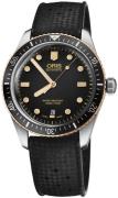 Oris Herreklokke 01 733 7707 4354-07 4 20 18 Diving Sort/Gummi Ø40 mm