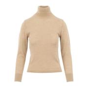 Beige Merino Turtleneck Sweater