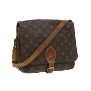 Pre-owned Brunt lerret Louis Vuitton Cartouchiere