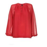 Feminin Rød Chiffonbluse