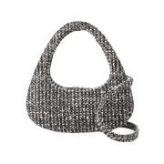 Tweed Crossbody Veske - Svart