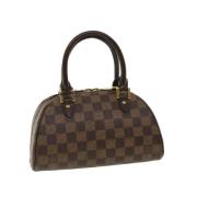 Pre-owned Brunt lerret Louis Vuitton veske