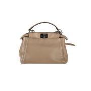 Beige Lær Fendi Peekaboo Veske