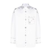 Hvit Bomullsskjorte med Rhinestone-Detaljer