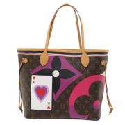 Pre-owned Brunt lerret Louis Vuitton Neverfull