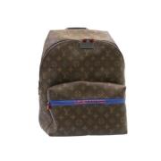 Pre-owned Brunt lerret Louis Vuitton ryggsekk