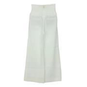Elegante hvite bukser med vid ben i bomull