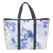 Pre-owned Blått lerret Louis Vuitton Tote