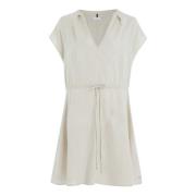 Linen Sleeveless Short Dress - Light Sandalwood