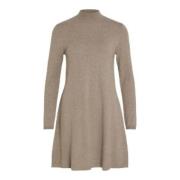 Brown Lentil Vila Vicomfy A-Line Rollneck Knit Dress/Su/Pb Dresses