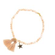 Crystal Bead Bracelet 4 MM W/Tassel Matte Camel