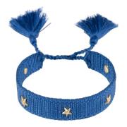 Woven Friendship Bracelet Thin W/Star Stud - Strong Blue