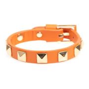 Leather Stud Bracelet Pale Orange