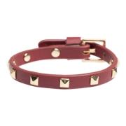 Leather Stud Bracelet Mini OX RED