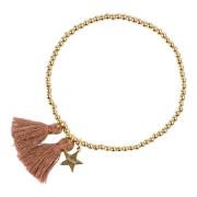 Metal Bead Bracelet W/Tassel Dark Camel