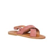 Brune Semskede Flate Sandaler