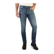 Slim-Fit Bomull Jeans med Knappelukking