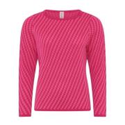 Spesiell Rutete Pullover Bluse Rosa