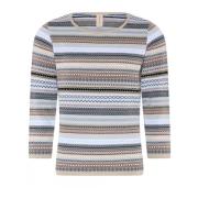 Stripete Pullover Genser i Bark Beige