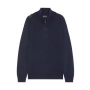 Quarter Zip Strikkegenser i Ink Navy