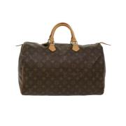 Pre-owned Brunt lerret Louis Vuitton Speedy