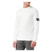 Hvit Waffle LS Tee med Badge Emblem