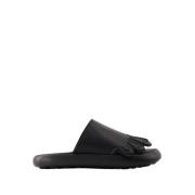 Sorte Skinn Slip-on Sandaler