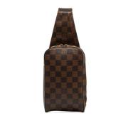 Pre-owned Brunt lerret Louis Vuitton Crossbody veske