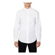 Hvit Button-Up Mandarin Krage Skjorte