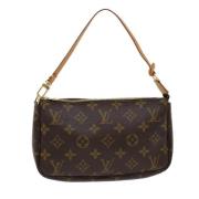 Pre-owned Brunt lerret Louis Vuitton Clutch tilbehor