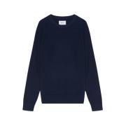 Blå Ribbestrikket Genser - Navy Blue Genser Jakker