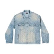 Oversized Denimjakke med Logo Print