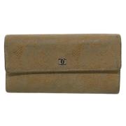 Pre-owned Beige semsket skinn Chanel lommebok