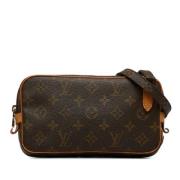 Pre-owned Brunt lerret Louis Vuitton Crossbody veske