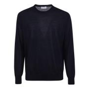 Navy Rund Hals Pullover Genser