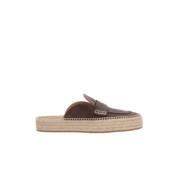 Brune Lær Mule Flatform Sandaler