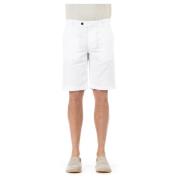 Hvite Bermuda Shorts i bomull-lin