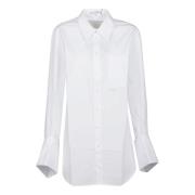 Hvit Oversized Mansjett Skjorte