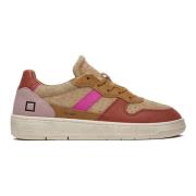 Beige Nappa Lær Lave Sneakers