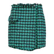 Grønne Houndstooth Shorts for Kvinner