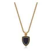 Gold Necklace with Black Onyx Shield Pendant