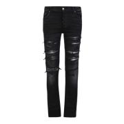 Svarte Skinny Jeans med Ripped Detaljer