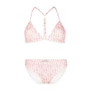 Rosa Cross Over Bikini med Hvit Logo Print