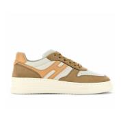 Beige Sneakers med Nubuck Overdel og Skinninnlegg