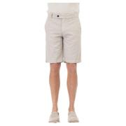 Beige Bomull-Lin Bermuda Shorts