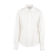 Hvit Poplin Bomullsskjorte med Ballongeffekt