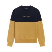 Sweatshirt med fargeblokker og brodert logo