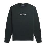 Nattgrønn Brodert Sweatshirt